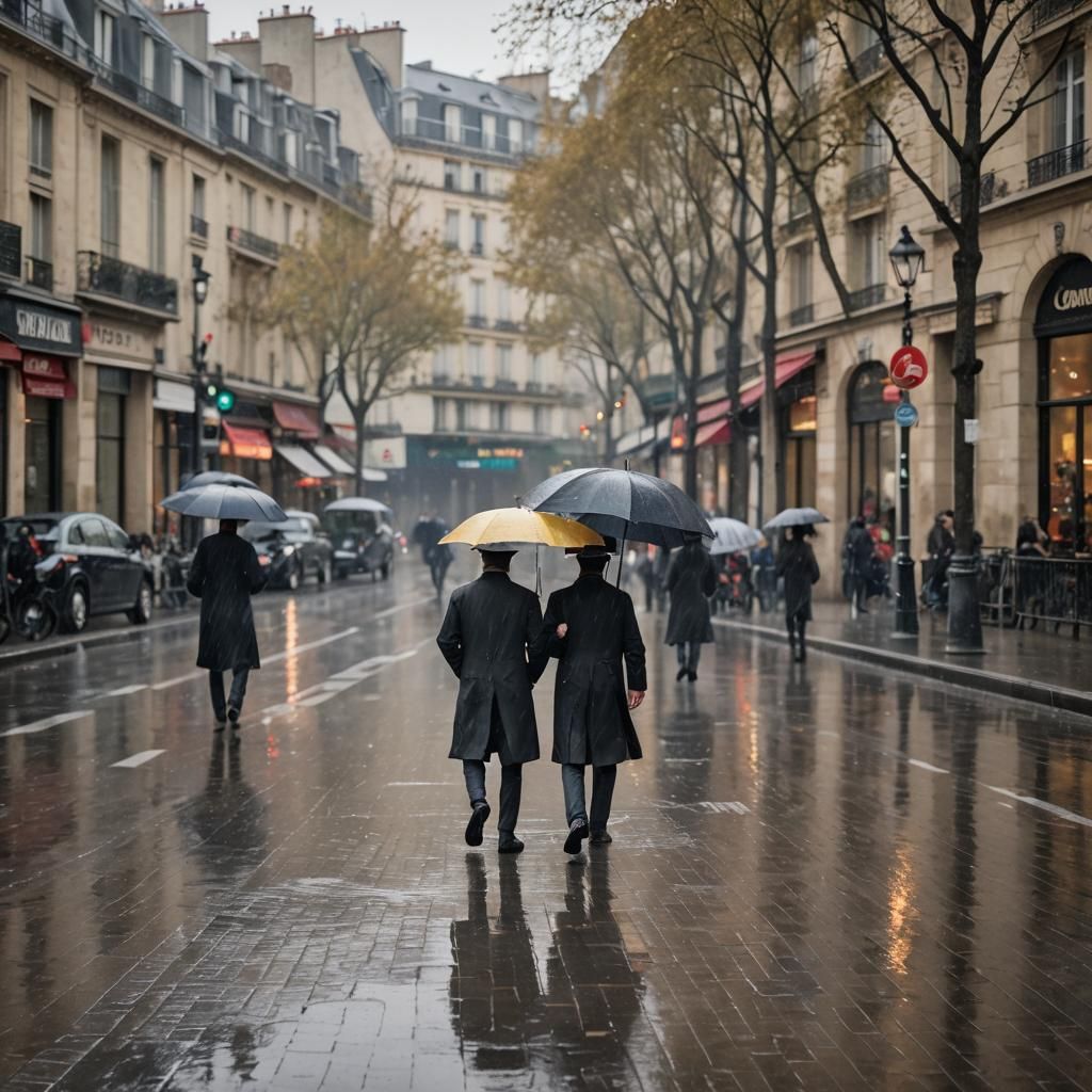 Rainy Paris Street Scene, 1919, Professional Photography