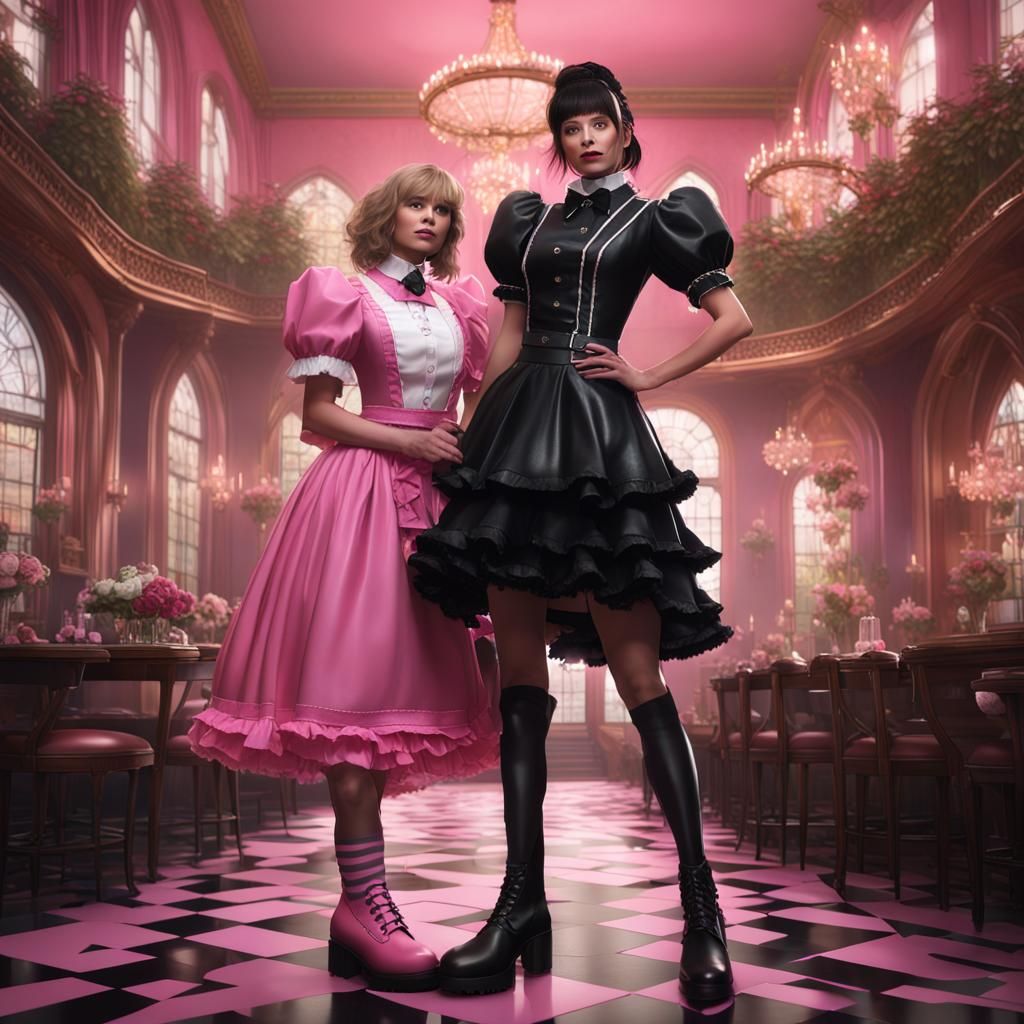 TS Madison and Pink Maid: Detailed Matte Painting