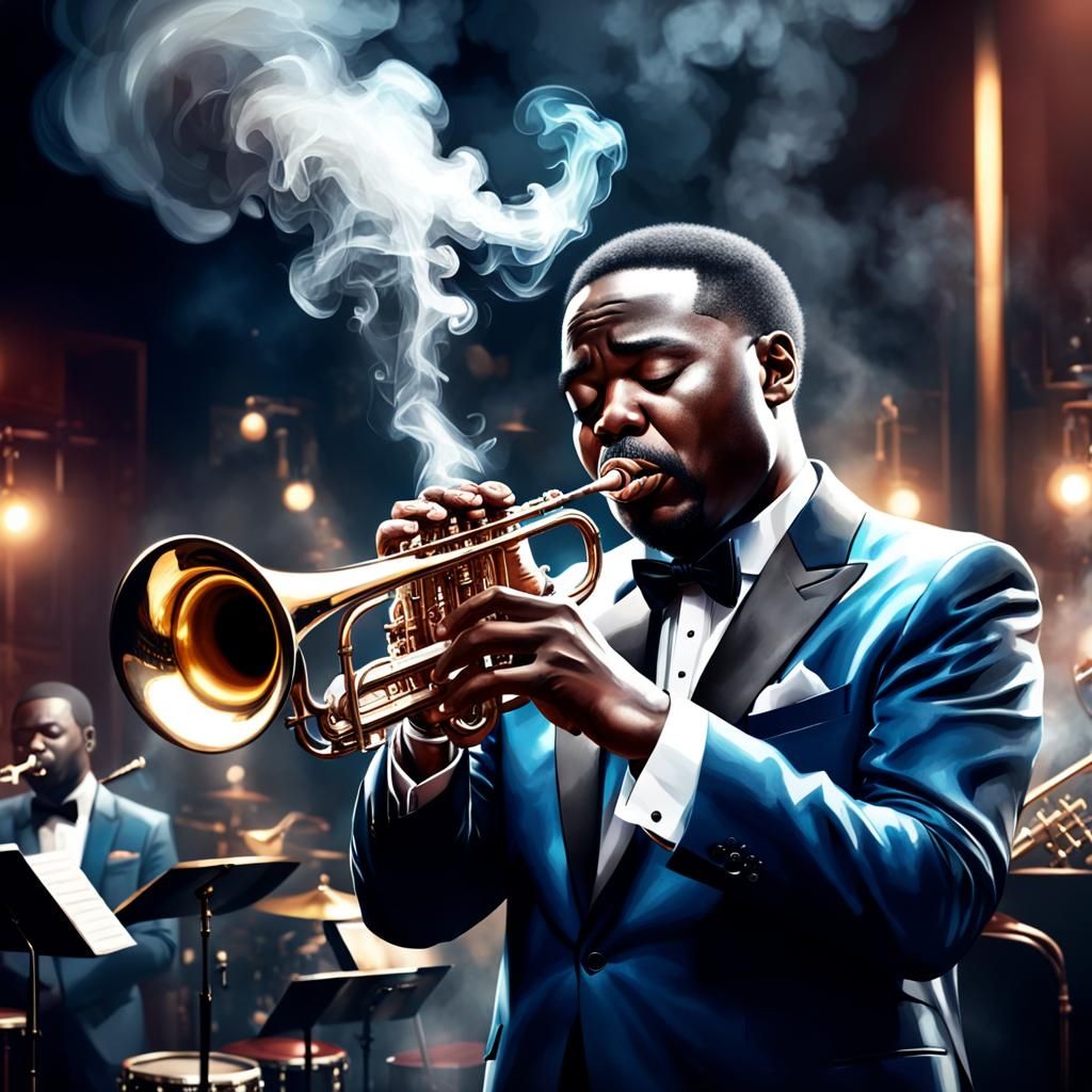 Passionate Jazz Trumpeter in Smoky Club: 8k Art