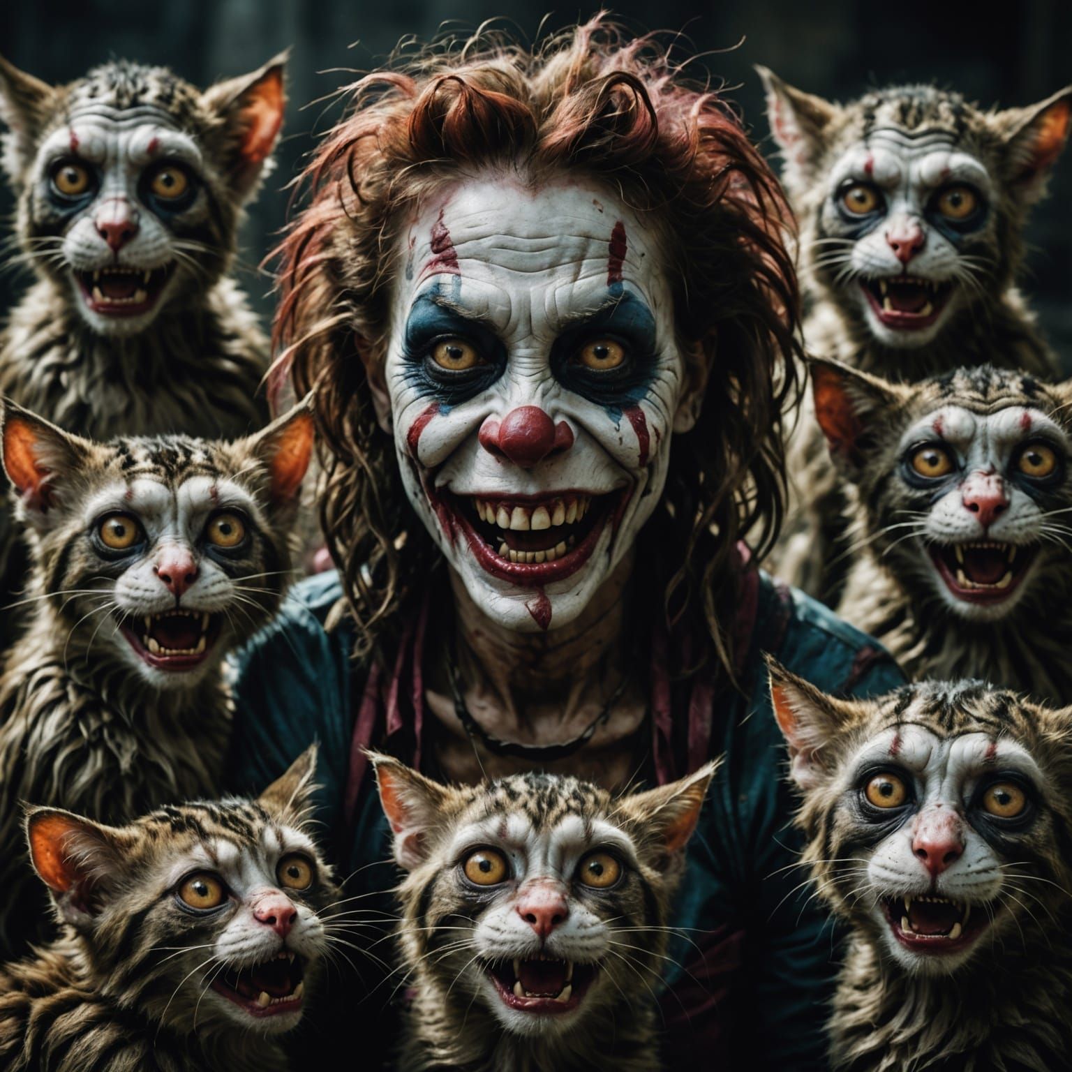 Viral Zombie Monkey Horror Queen with Zombie Feline Retinue