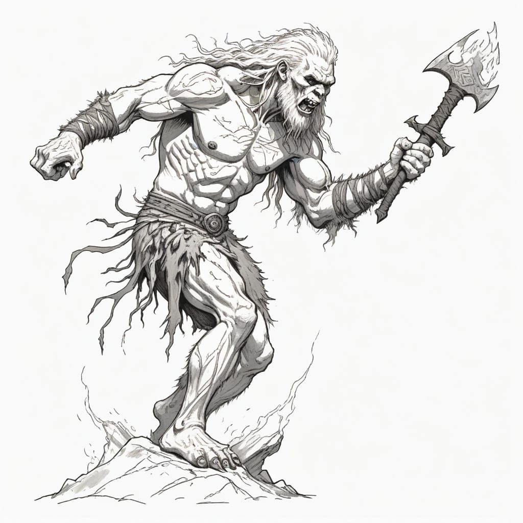 Savage Albino Warrior Rises from the Shadows in Dark Fantasy