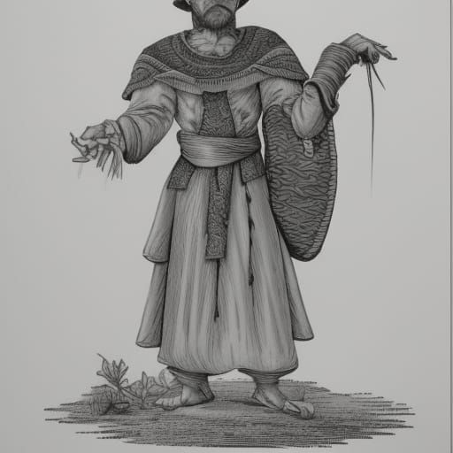 Archaic Engraving of a Sly Warlock