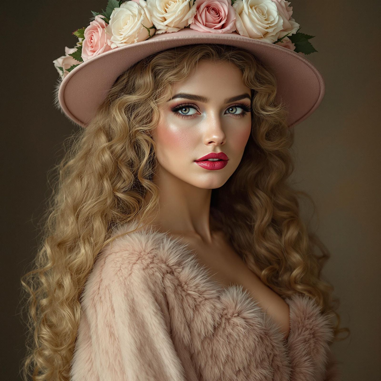 Ethereal Beauty in Golden Locks and Whimsical Roses