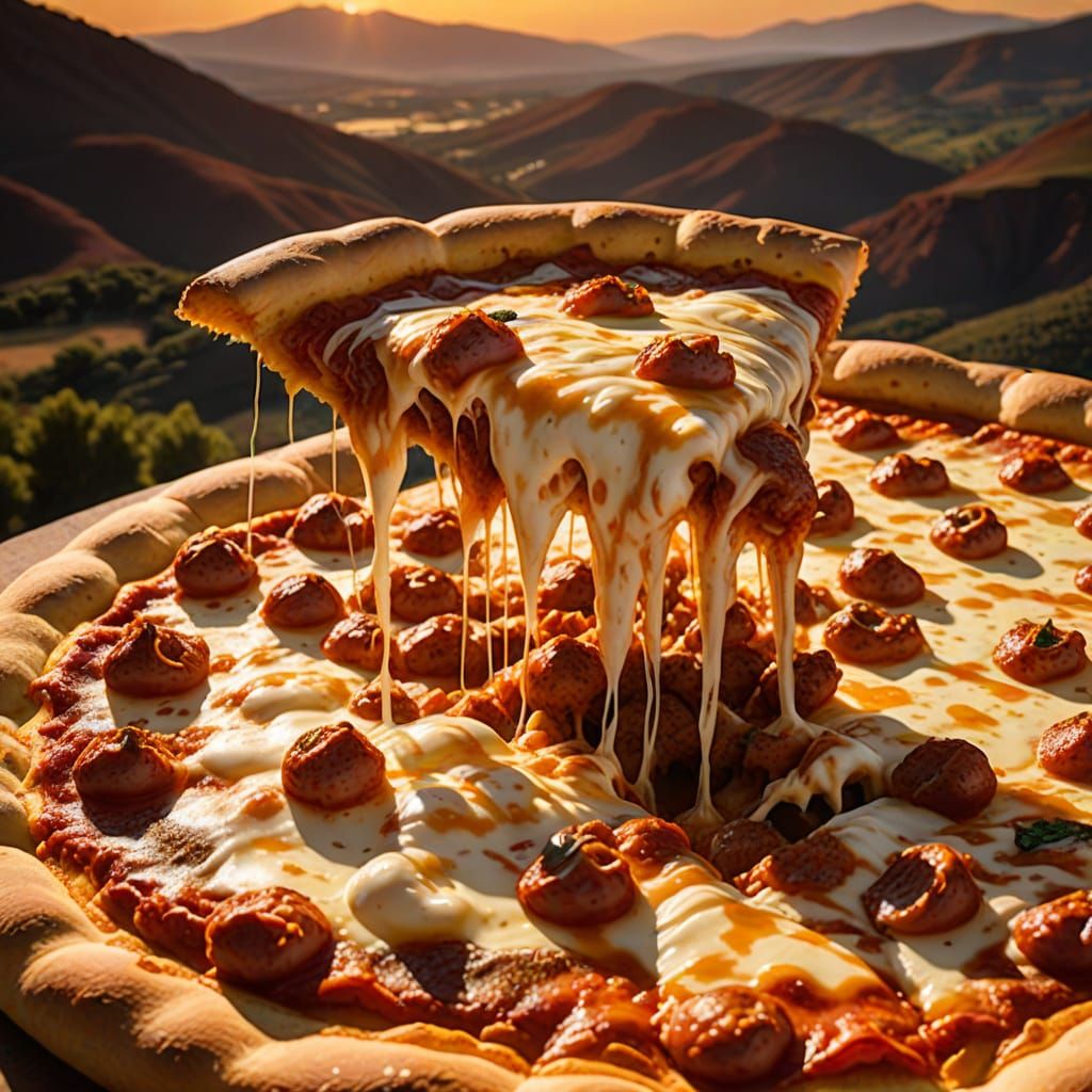 Pizza Crust Landscape with Tomato Lava