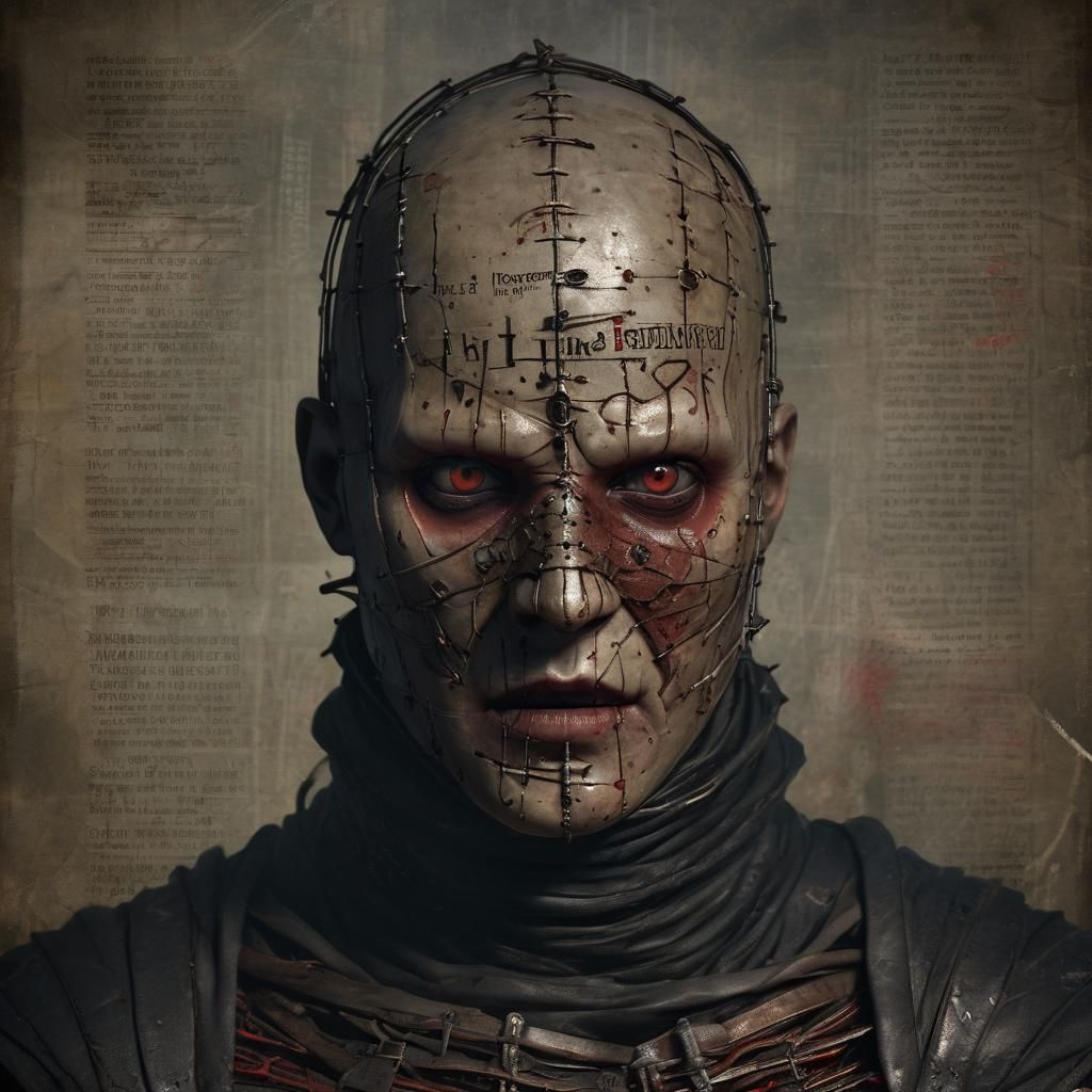 A hyperrealistic, 3D render of Pinhead, from the movie Hellr...