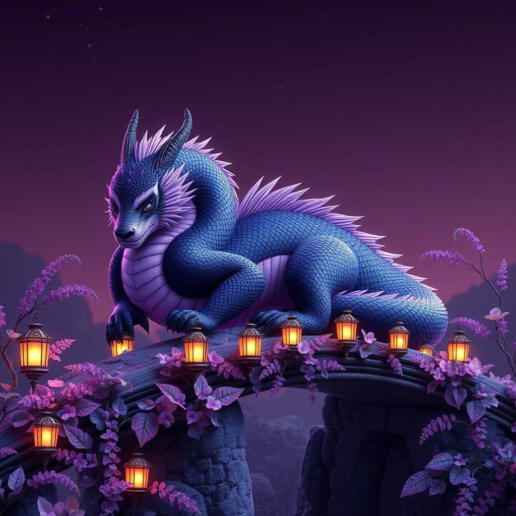 Regal Panda Dragon in Lavender Garden Bridge