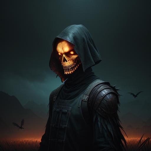 Menacing Scarecrow in Dark Fantasy Style