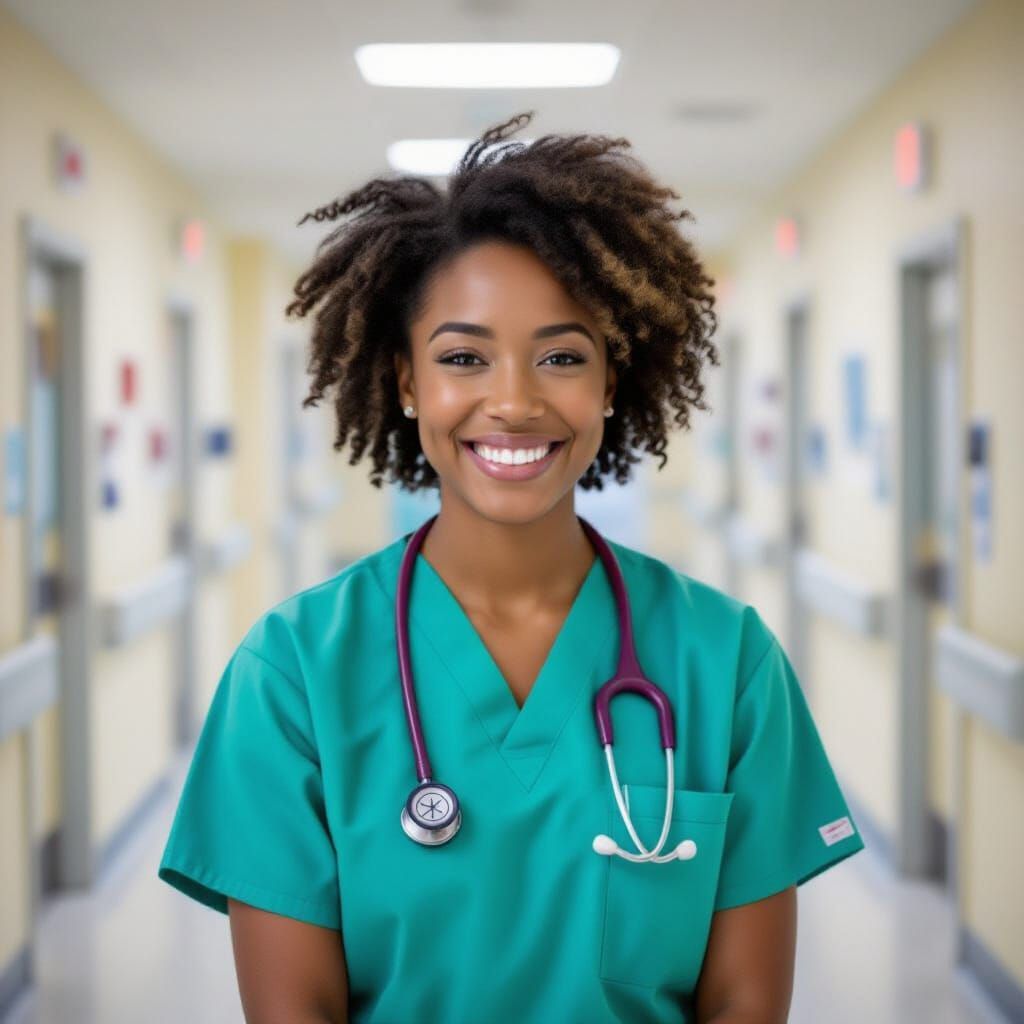 Caregiver in Hospital Hall Children's Book Illustration