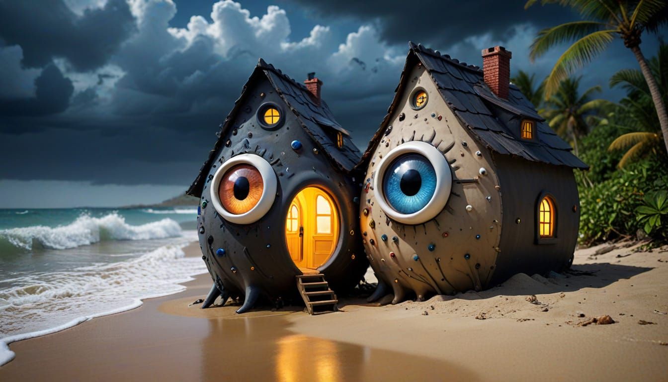 Tommy Danger and Ms Zing  are anthropomorphic houses with eyes and mouth liquified beautiful cute amazing incredible fan...