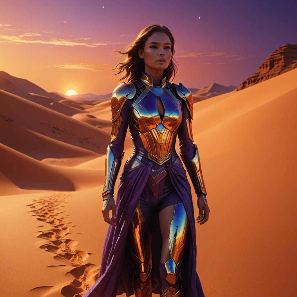 Ethereal Beauty Walks Mars' Golden Sands in Vibrant Digital ...