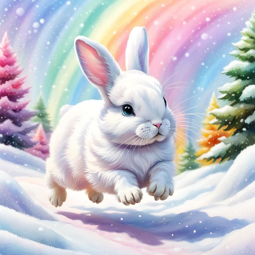 Chibi Bunny's Spring Leap in Pastel Garden