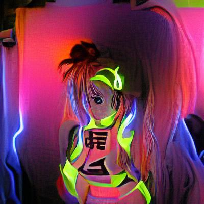 Anime Girl with Glowing Neon Highlights