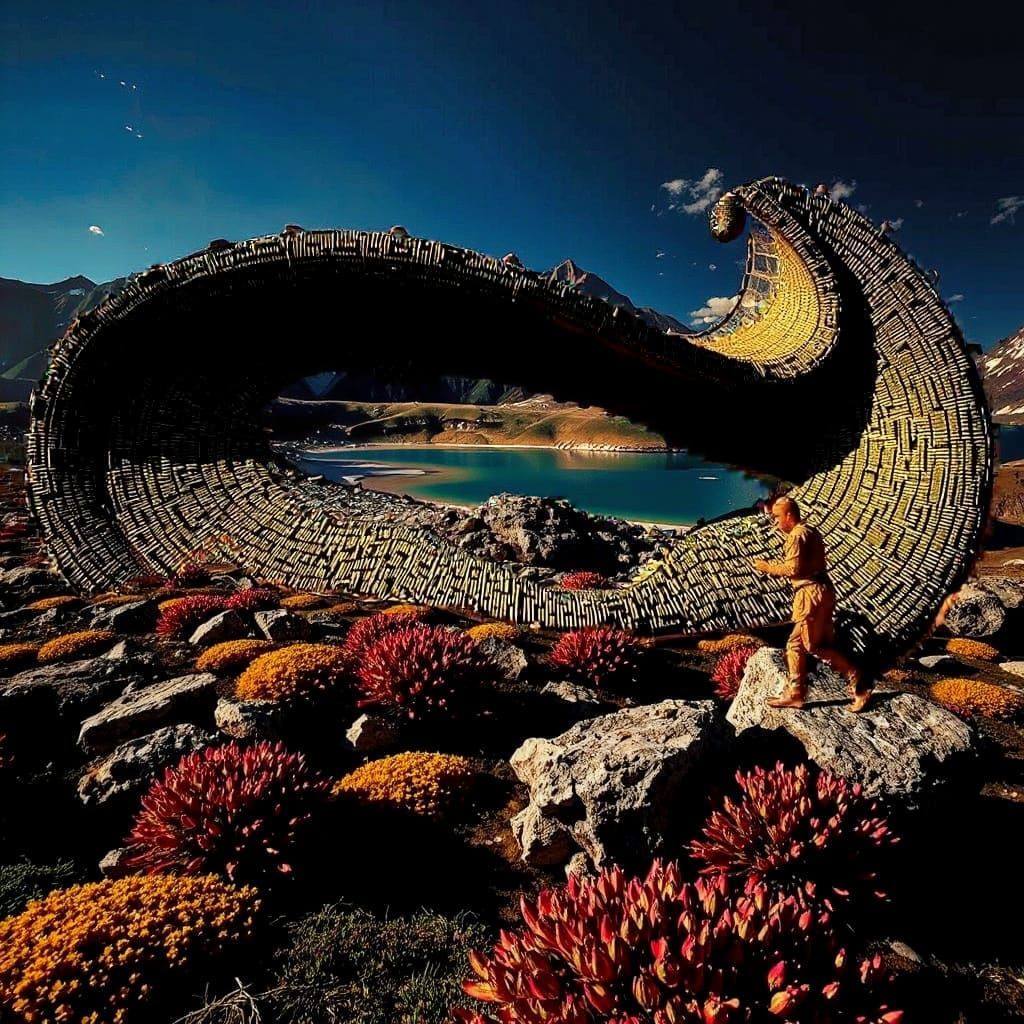 Vibrant Mountain Lake Landscape in Bright Sunshine