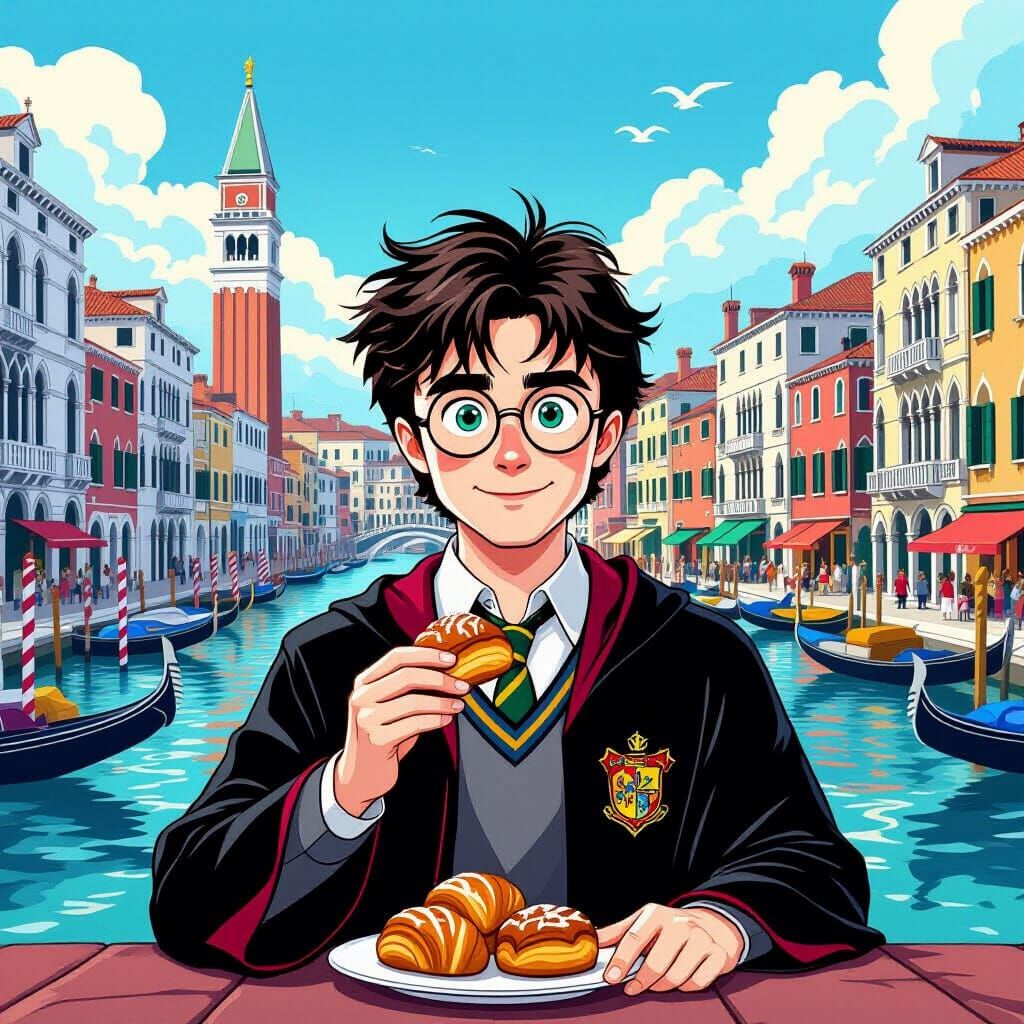 Harry Potter at Venetian Carnival, Animated Cartoon Style
