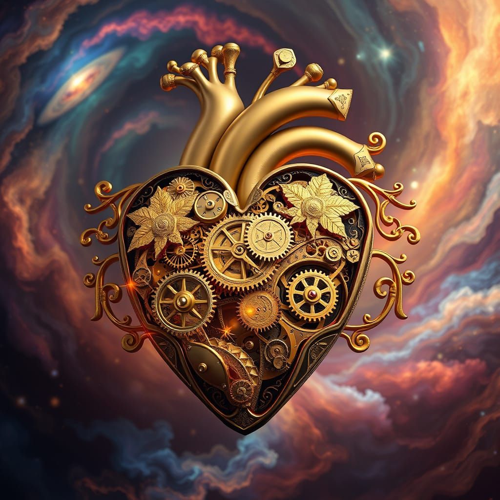 Neo-Rococo Clockwork Heart with Ethereal Light