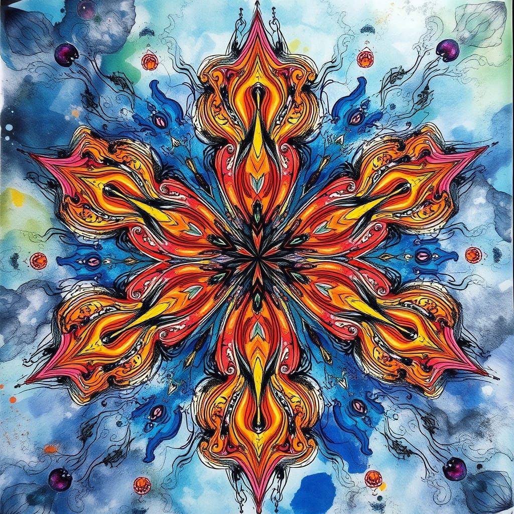 Vibrant Fractal Abstraction in Expressionist Style