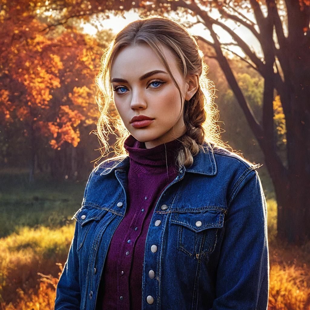 Cowgirl in Autumn Meadow Concept Art