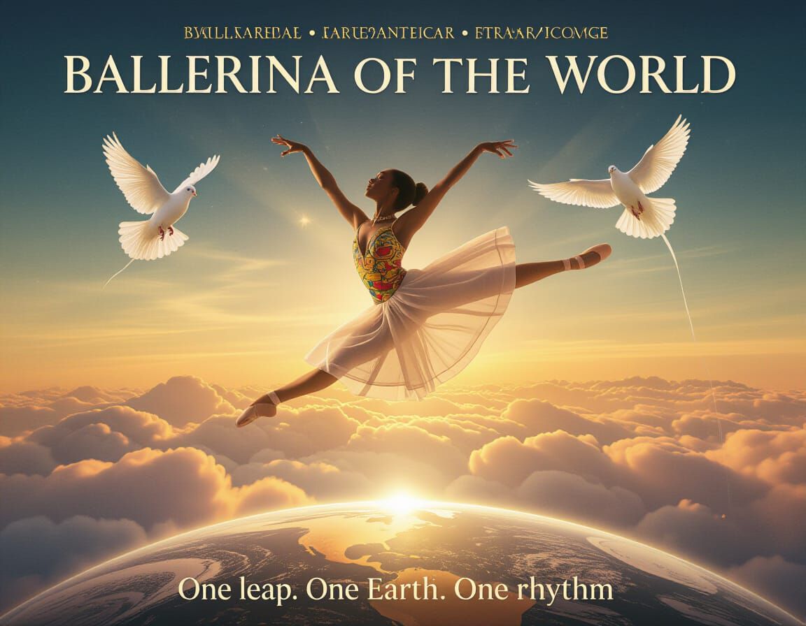 Ballerina Above Earth in Syd Mead Style