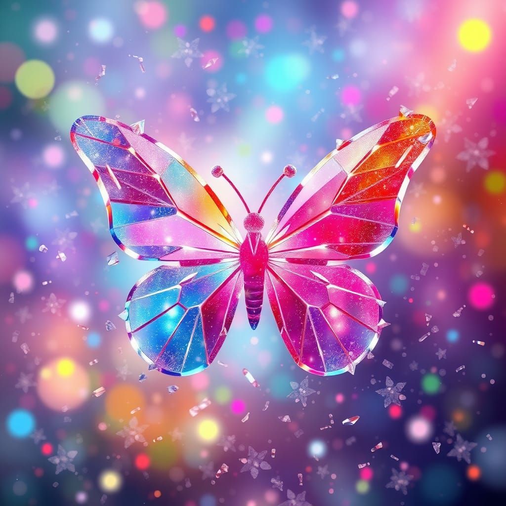 Surreal Glass Butterfly with Fairy Dust