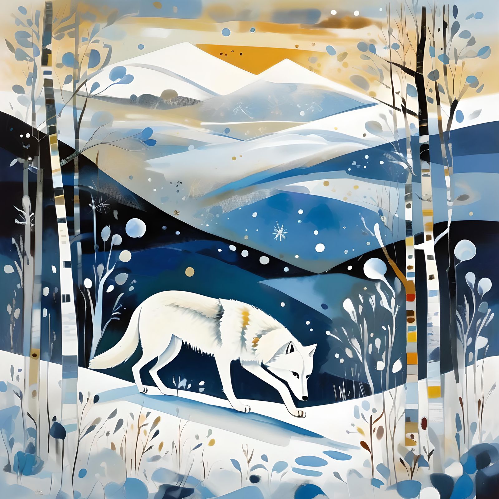 White Wolf in Winter Tundra, Wachtmeister Style