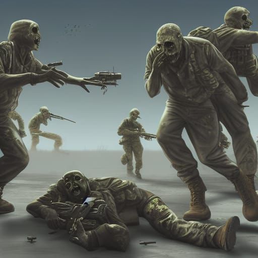 Zombie Apocalypse Battle: US Military in 3D Art