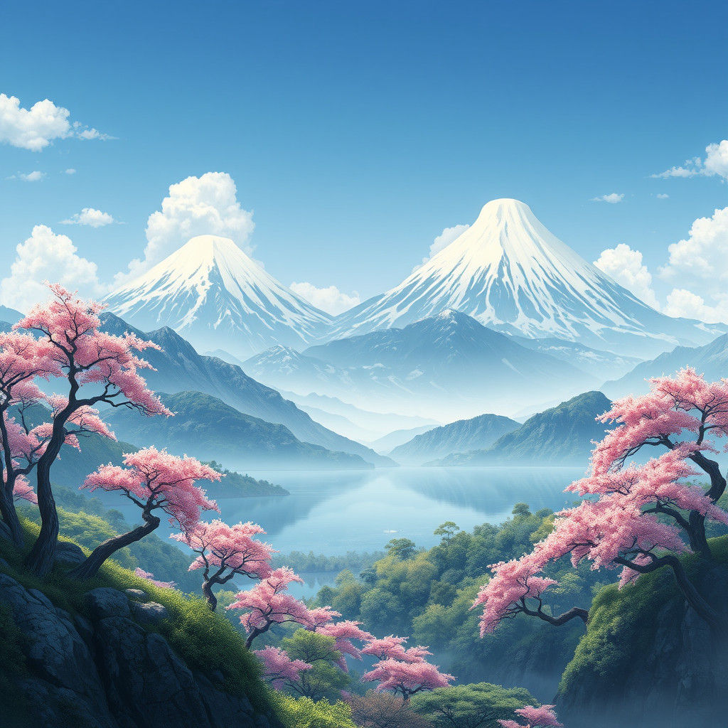 Japanese Landscape in 3D Anime Style