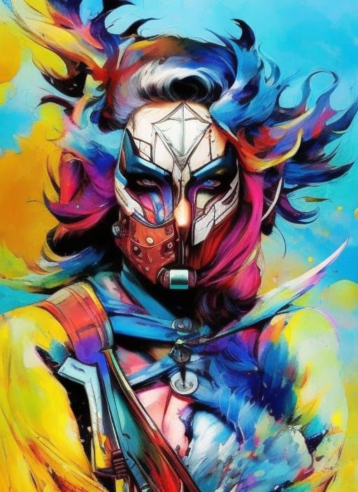 Badass Assassin: Fluid Gouache and Oil Splash Portrait