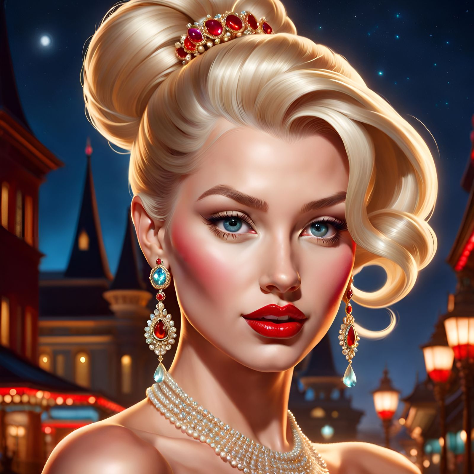 Gorgeous Jeweled Blonde in Hyperdetailed 3D Art
