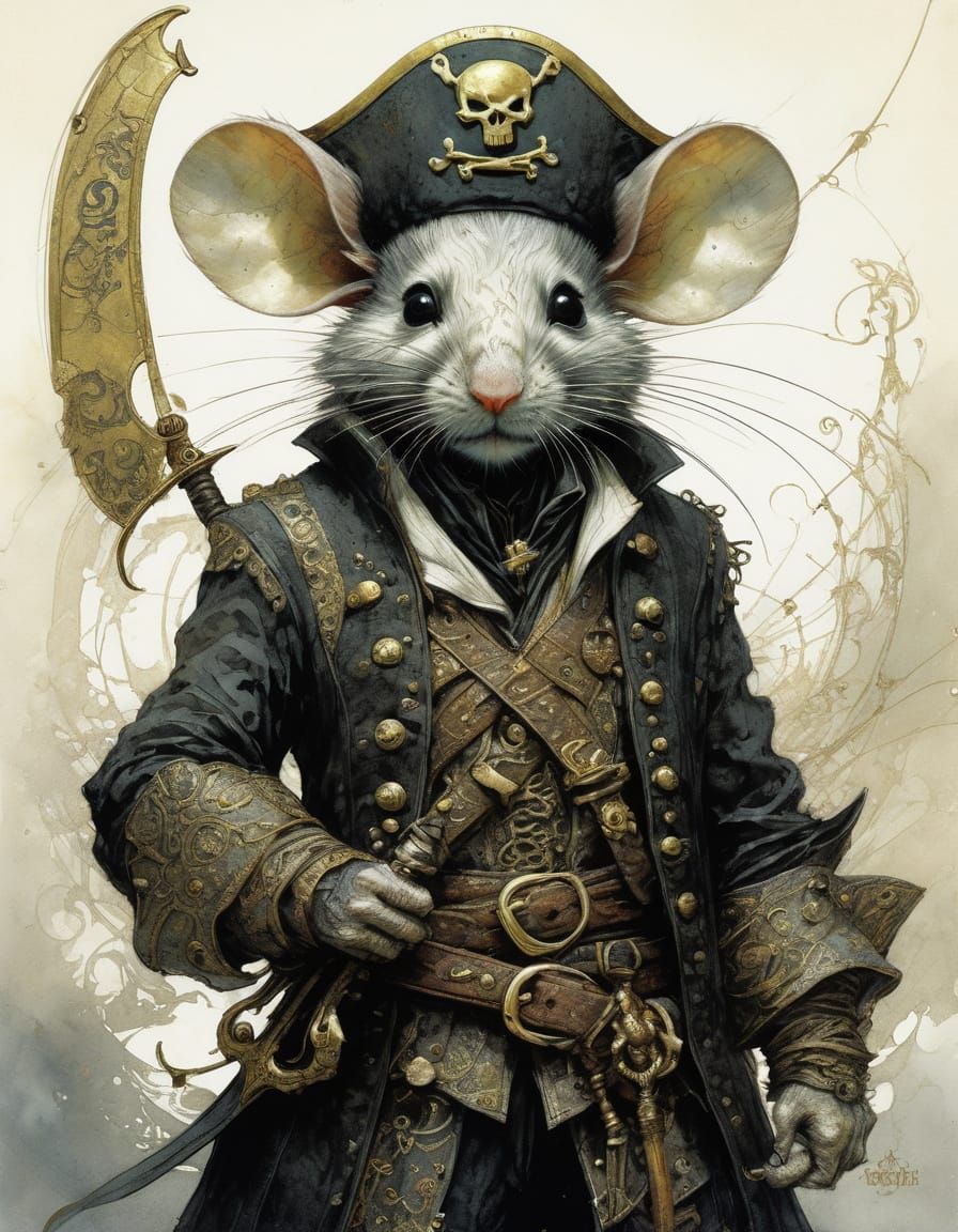 Anthropomorphic Pirate Mouse Illustration