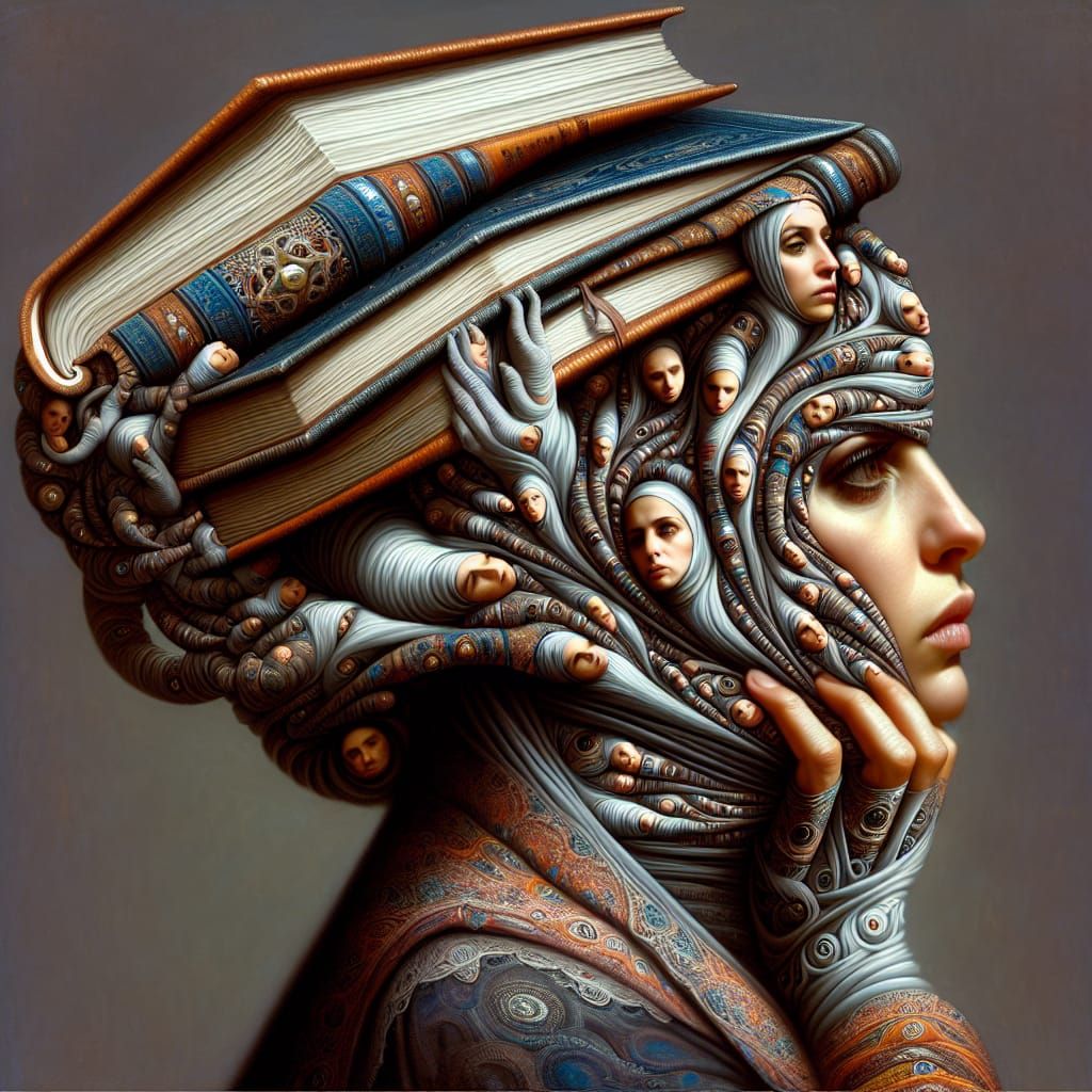 Surreal Portrait: Woman Wrapped in Book
