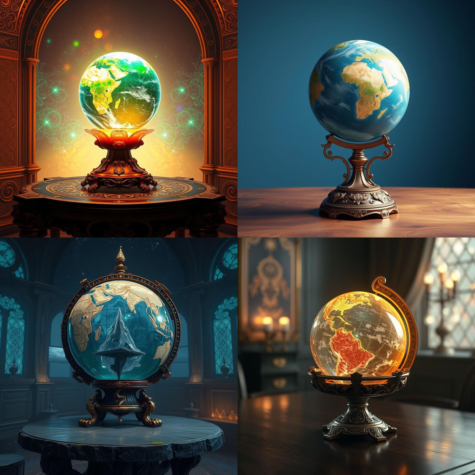 Detailed Earth Globe on Stand: Fantasy Concept Art