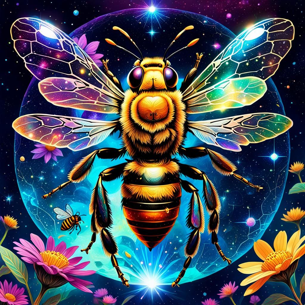 Cosmic Honey Bee Astral Illustration
