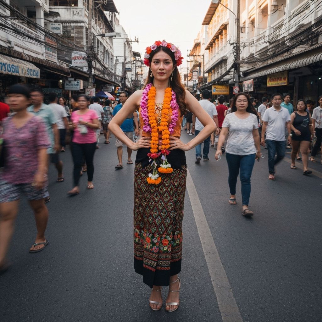 Hyperrealistic Thai Woman at Rooftop Bar