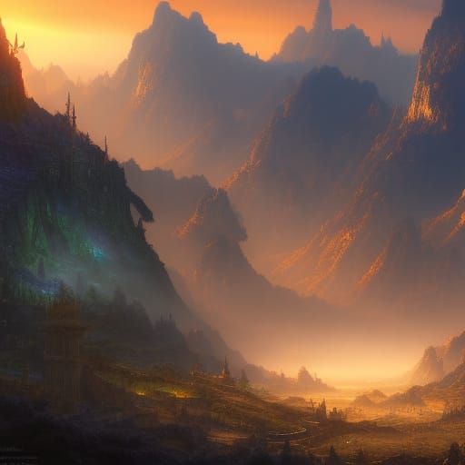 Vibrant Sunrise Fantasy Concept Art