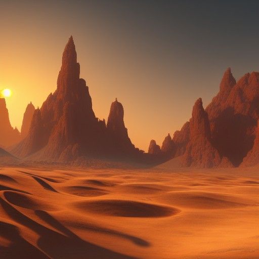 Sunset Desert Matte Painting in 8K