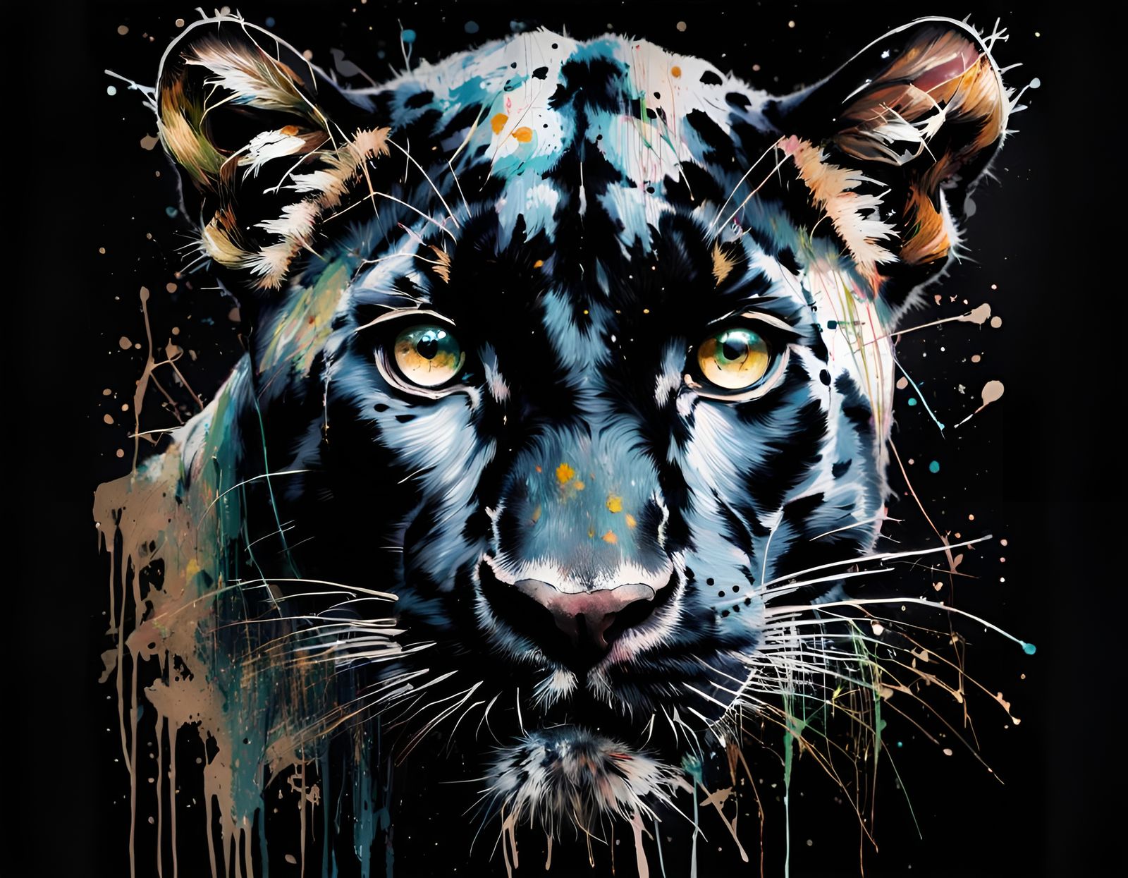 Panther with Splatter Paint, Carne Griffiths Style