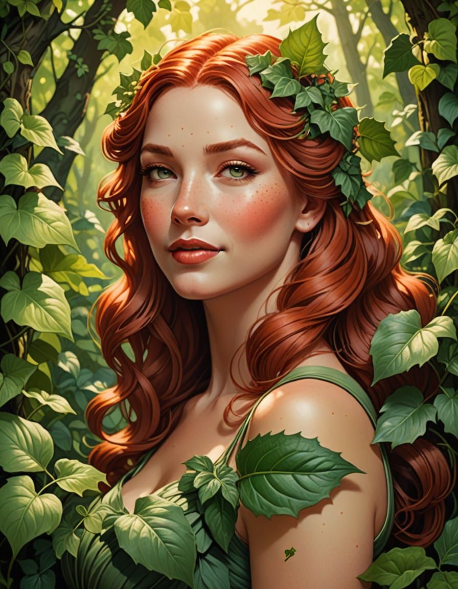 Vibrant Forest Pin-Up in Stylized Realism