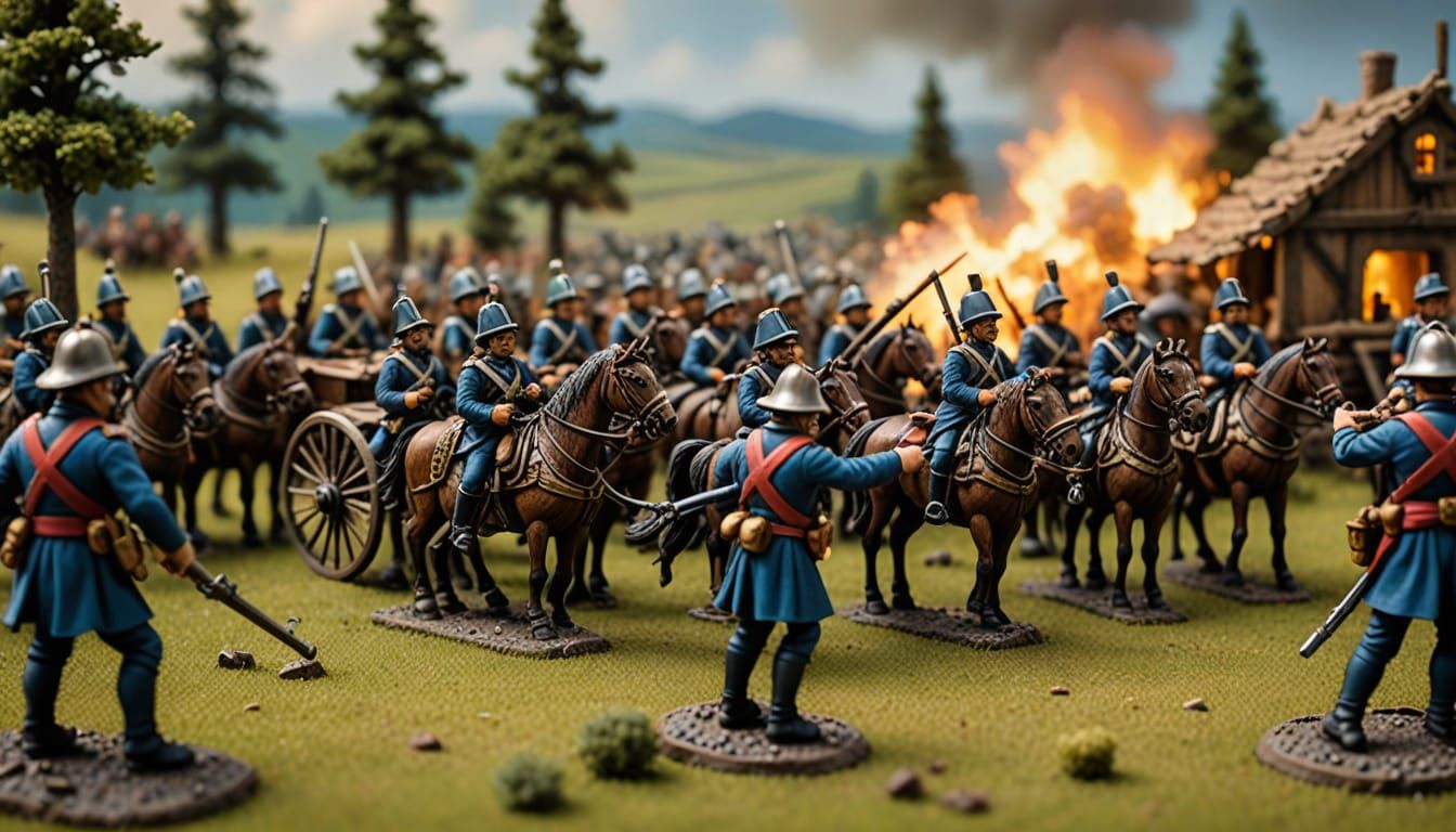 Napoleonic Miniature Soldiers Engage in a Whimsical Battle R...