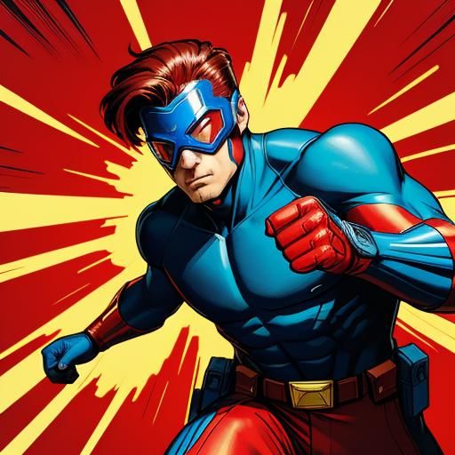 Dynamic Comic Book Hero with Machine Gun