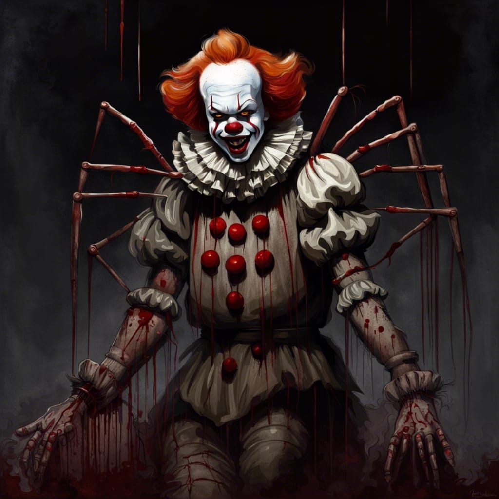 Sinister Spider-Legged Clown in Dark Fantasy Style