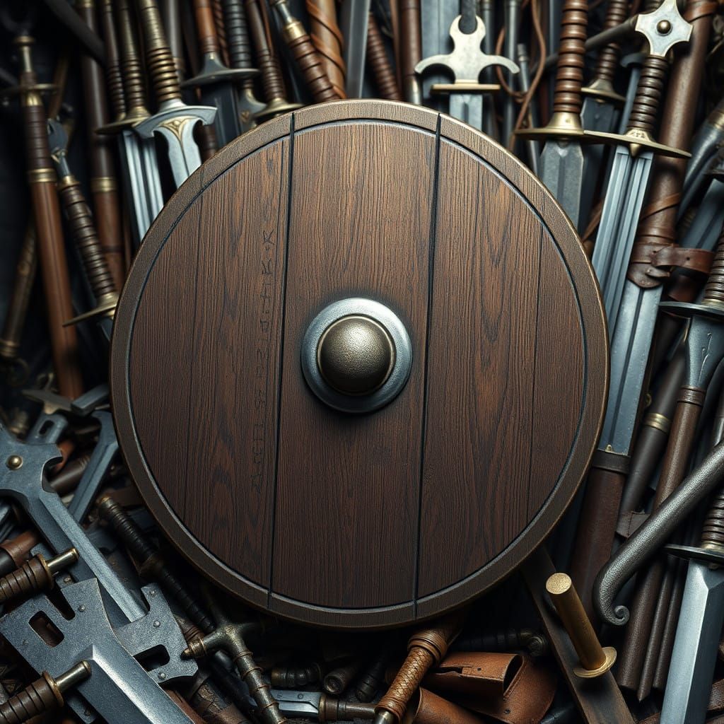 Medieval Viking Shield in Ancient Armory