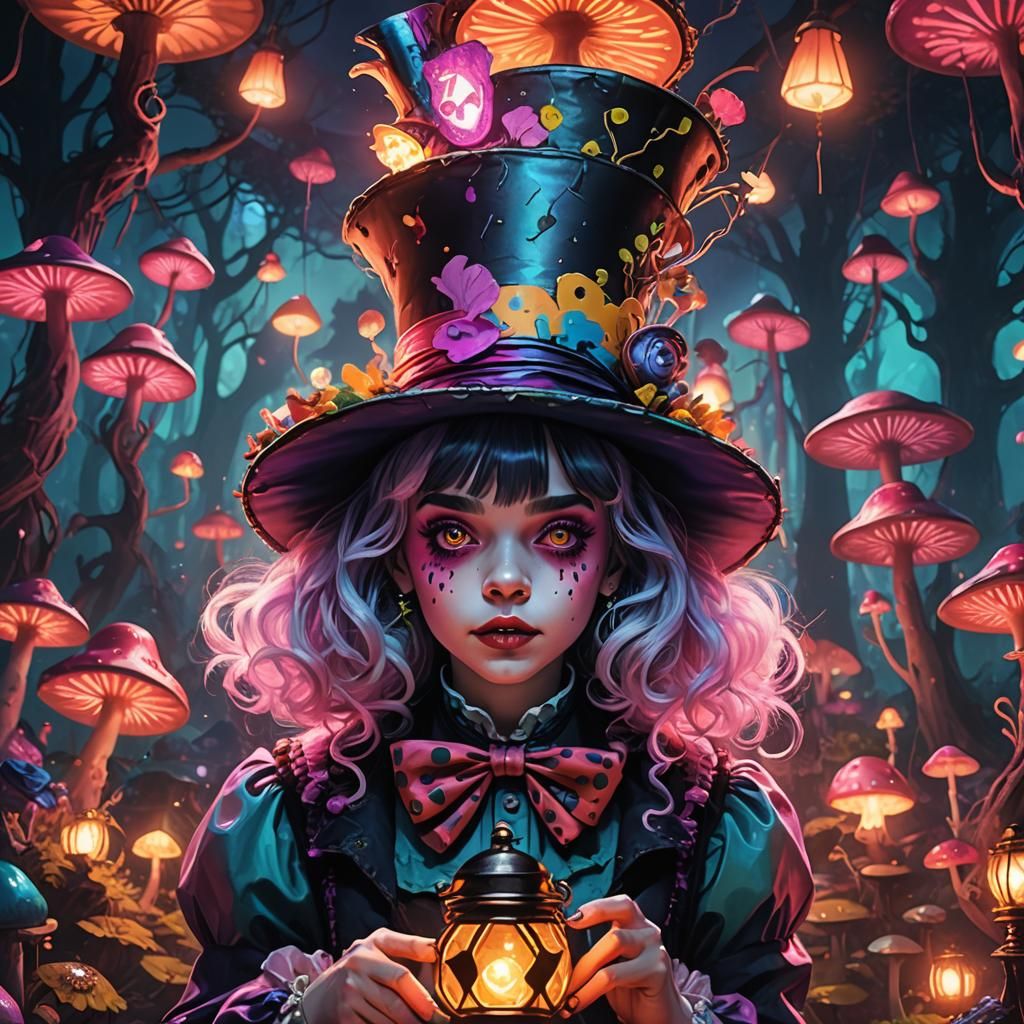 Vibrant Dark Fantasy Art of the Mad Hatter
