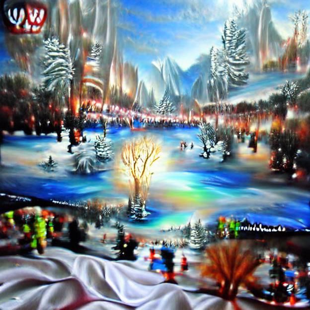 Winter Wonderland Oil Painting in 8k Resolution