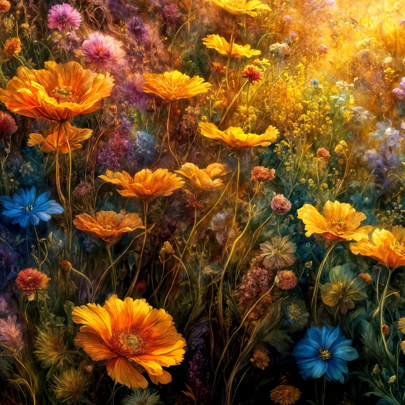 Vibrant Floral Meadow in Photorealistic Style
