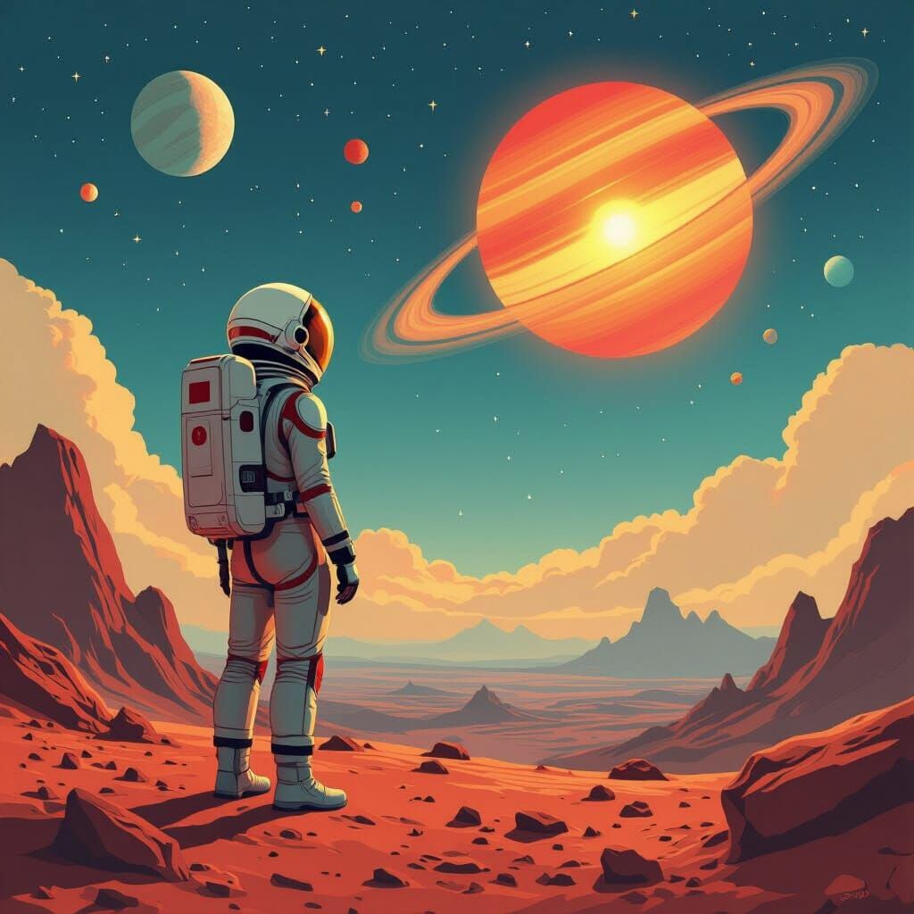 Astronaut Observes Red Dwarf Star System