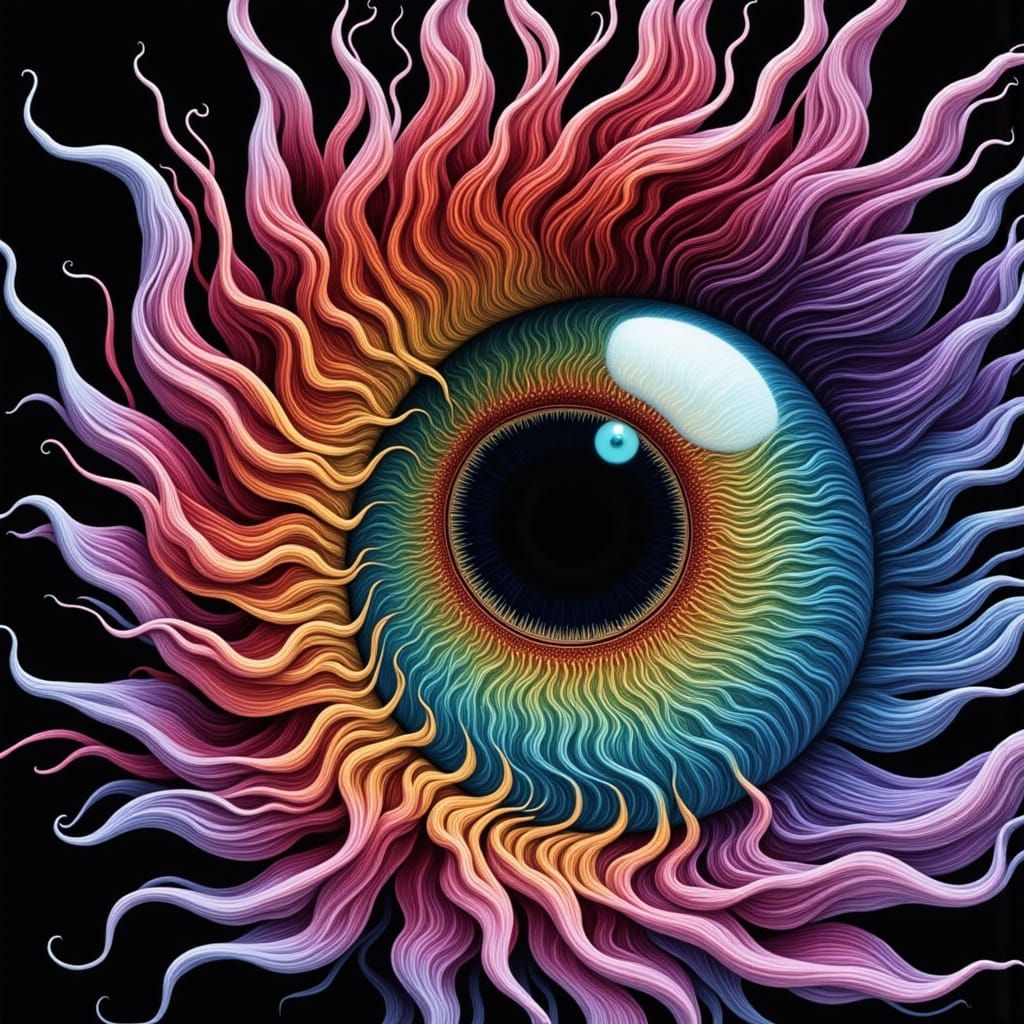 Macro Art of Sunflower Eyeball with Fractal Iris