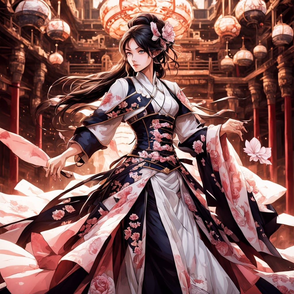 Lethal Elegance: Iron Courtesan with Concealed Fan Blades