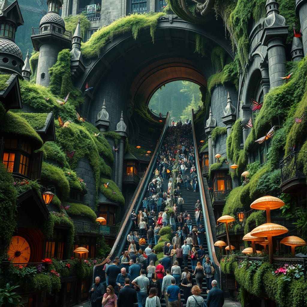 Enchanted Gothic Metropolis: A Whimsical Blend of Nature and...