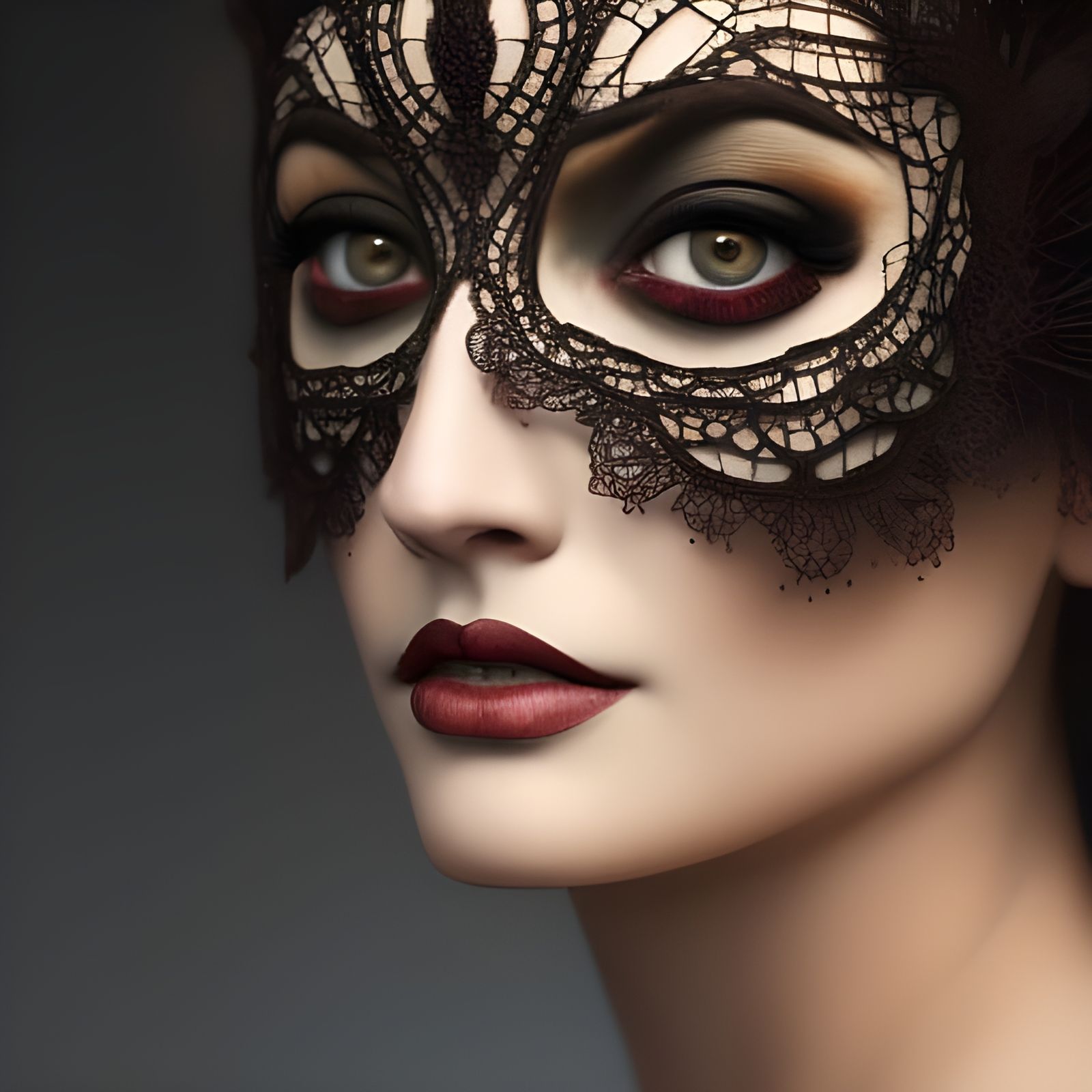 Lace Masked Woman Portrait in Surreal Style