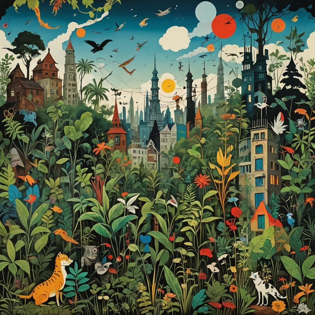 Jungle Cityscape Inspired by Street and Surreal Art